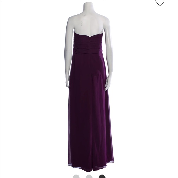 Monique Lhuillier Strapless Chiffon Gown Purple 12 - Picture 3 of 15